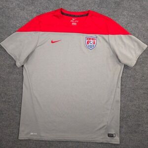Nike USA Soccer Training Shirt Mens XXL Gray Red Dri Fit Performance Crewneck